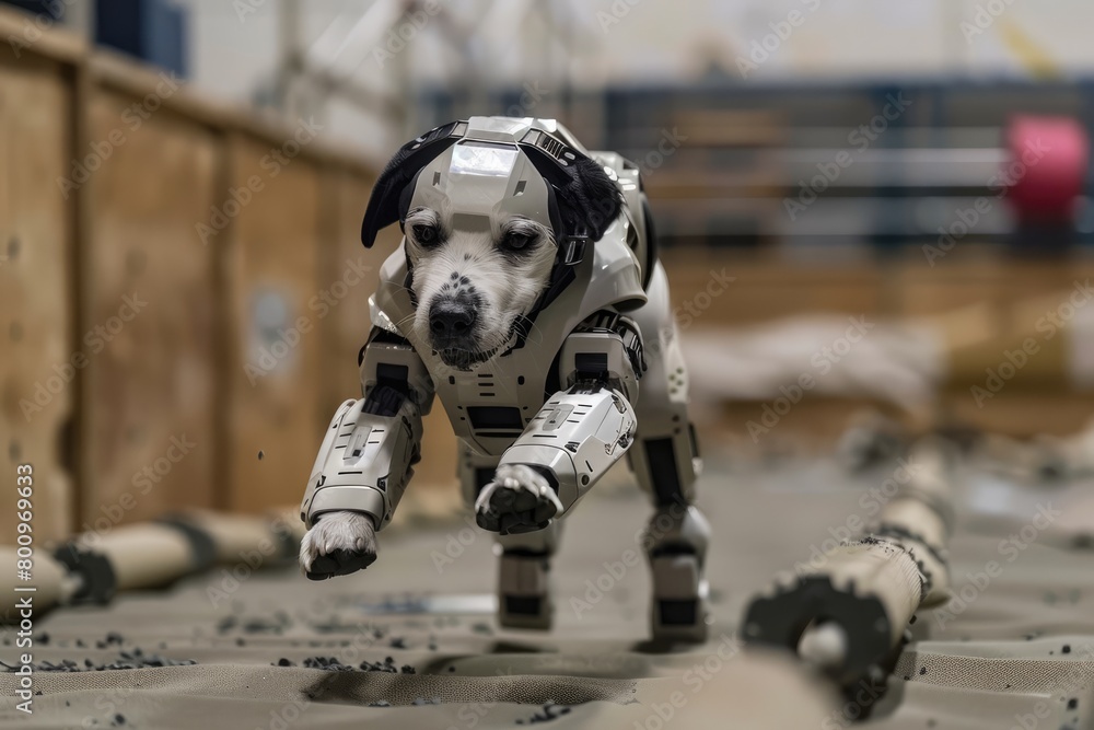 Robodog Simulation Robotic dog fitted with advanced augmented reality technology explores ...