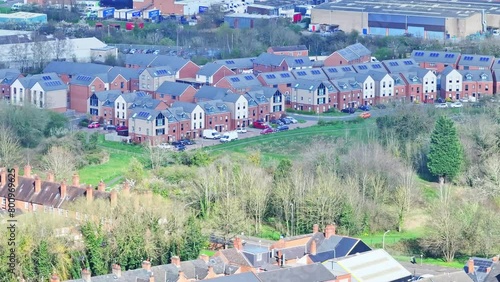 Homes with solar panels in Leicester, UK. photo