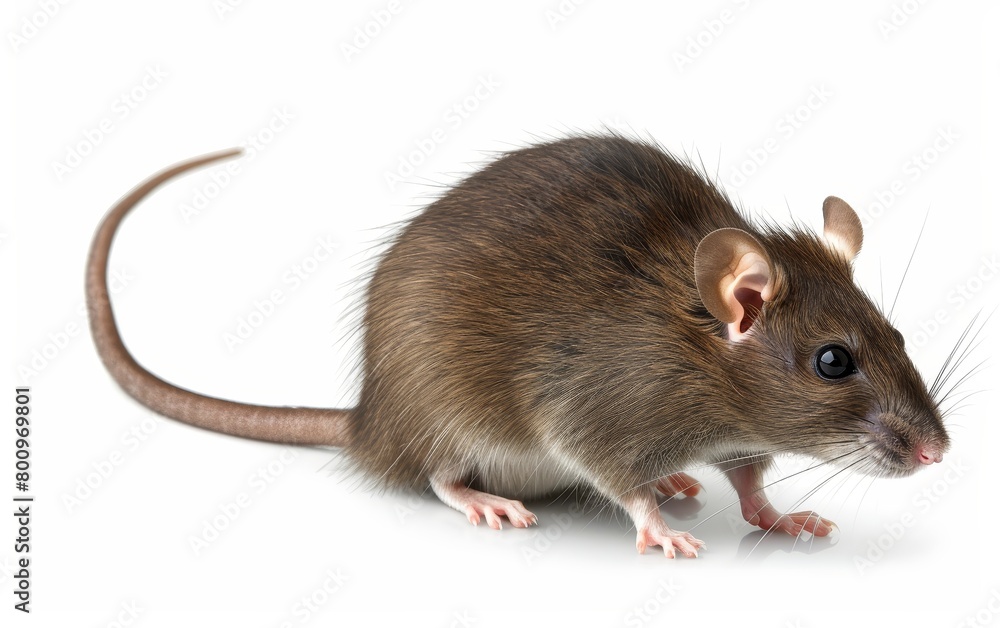 Gentle brown rat looking forward with a soft focus, set against a pure white background. Gentle brown rat looking forward with a soft focus, set against a pure white background.