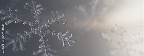 Snowflake Christmas Wallpaper. Beautiful, Crystalline Winter Banner with copy-space. photo