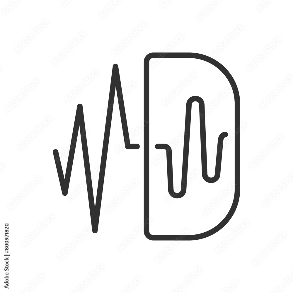 Processing incoming audio, linear icon, Audio Conversion. Hearing aid technology or mode in headphones. Line with editable stroke Processing incoming audio, linear icon, Audio Conversion. Hearing aid technology or mode in headphones. Line with editable stroke