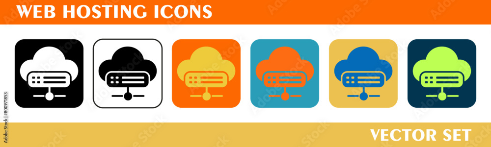 Web hosting icons design. For sign, symbol, web design or web graphics. Vector flat illustration. Web hosting icons design. For sign, symbol, web design or web graphics. Vector flat illustration.