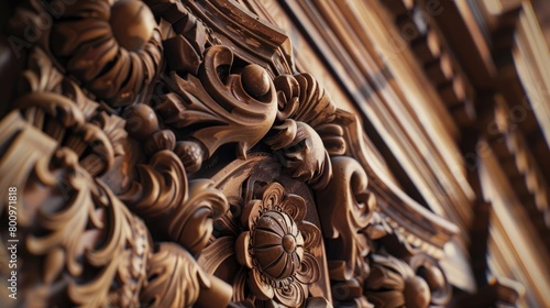 A close-up shot of a museum's intricate ceiling or wall detailing, capturing the craftsmanship and artistry. © Khalif