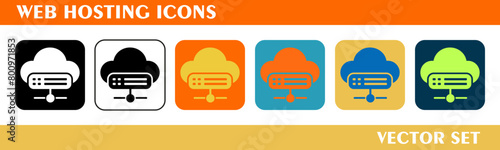 Web hosting icons design. For sign, symbol, web design or web graphics. Vector flat illustration.