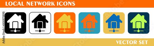 Local network icons design. For sign, symbol, web design or web graphics. Vector flat illustration.