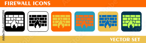 Firewall icons design. For sign, symbol, web design or web graphics. Vector flat illustration.
