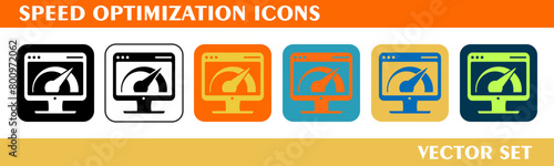 Speed optimization icons design. For sign, symbol, web design or web graphics. Vector flat illustration.