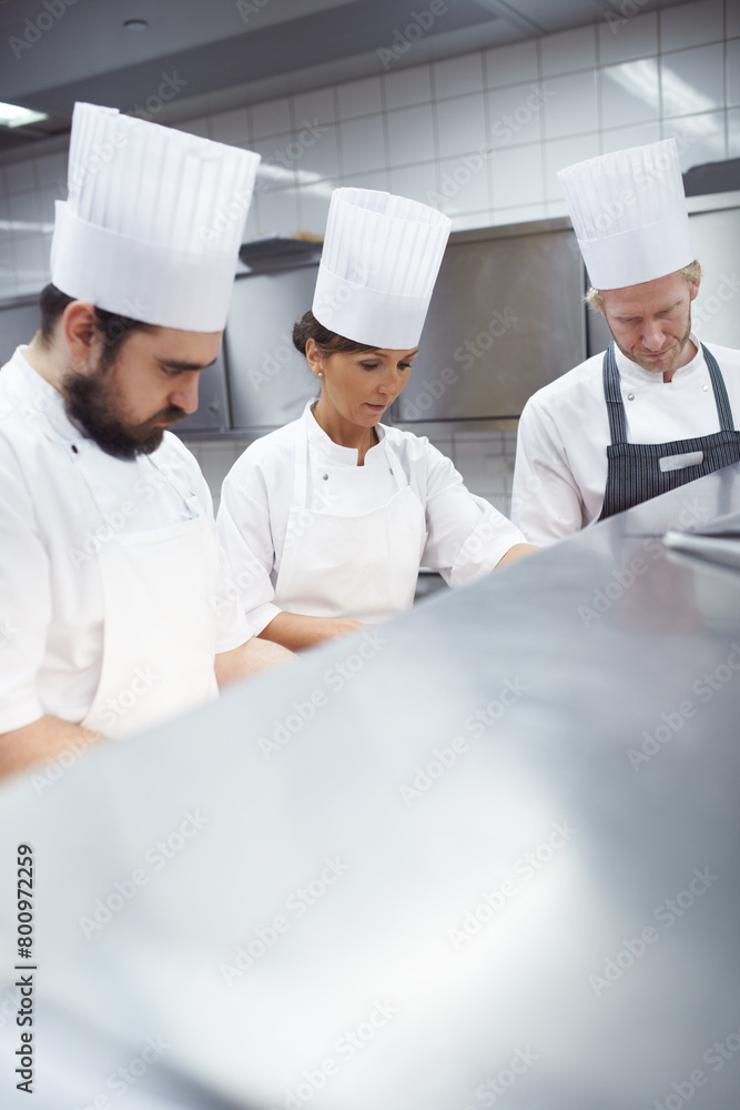 Chef, staff and working in professional kitchen, restaurant and gourmet meal prep and cooking together. Catering service, employee and culinary skills collaboration, hospitality industry and people Chef, staff and working in professional kitchen, restaurant and gourmet meal prep and cooking together. Catering service, employee and culinary skills collaboration, hospitality industry and people
