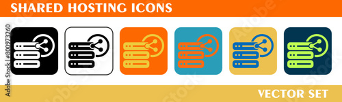 Shared hosting icons design. For sign, symbol, web design or web graphics. Vector flat illustration.