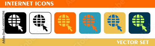 Internet icons design. For sign, symbol, web design or web graphics. Vector flat illustration.