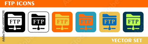 FTP icons design. For sign, symbol, web design or web graphics. Vector flat illustration.