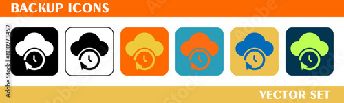 Backup icons design. For sign, symbol, web design or web graphics. Vector flat illustration.