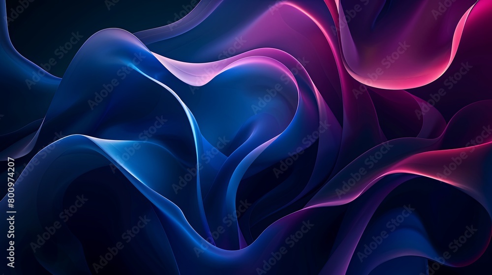 Obraz premium fondo abstracto. ondas en rosa y azul en fondo oscuro