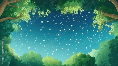 Enchanted Forest Canopy with Magical Sparkles