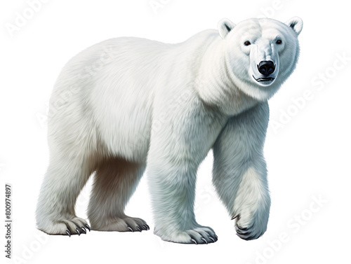 a polar bear standing on a white background