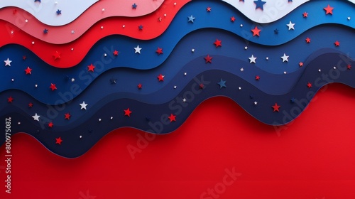 Minimalistic USA Flag Design - Waving American Banner with Copy Space - Independence Day Background