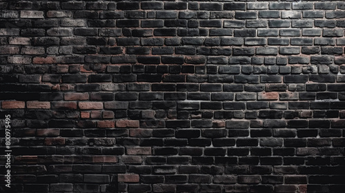 Black brick wall panoramic background