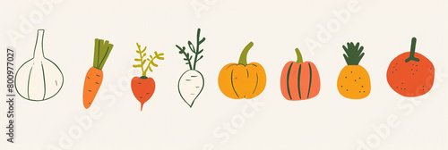 Cute illustration of various vegetables