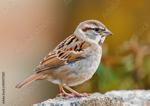 Close-up Portrait of a House Sparrow Perched Outdoors in Natural Environment © Qstock