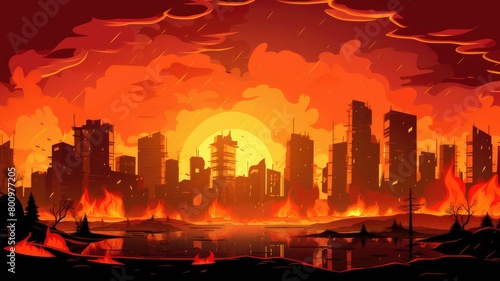Apocalyptic Urban Inferno  City Engulfed in Flames