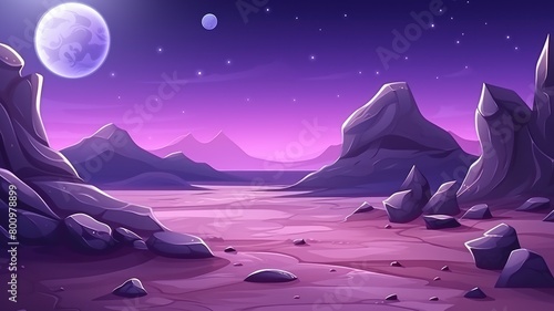 Fantastical Purple Rock Alien Planet Landscape