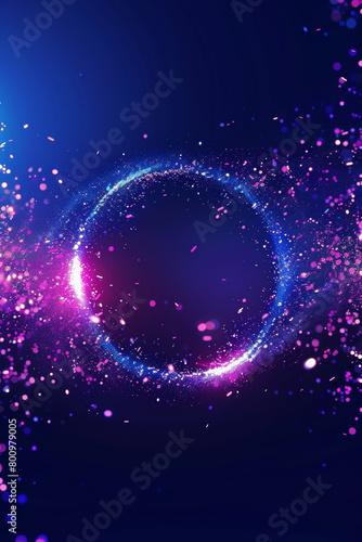 Glowing Particle Circle on Deep Blue Gradient