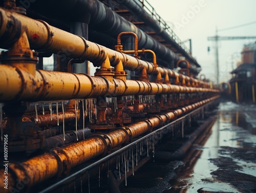 rusty pipes with water leaking on the floor