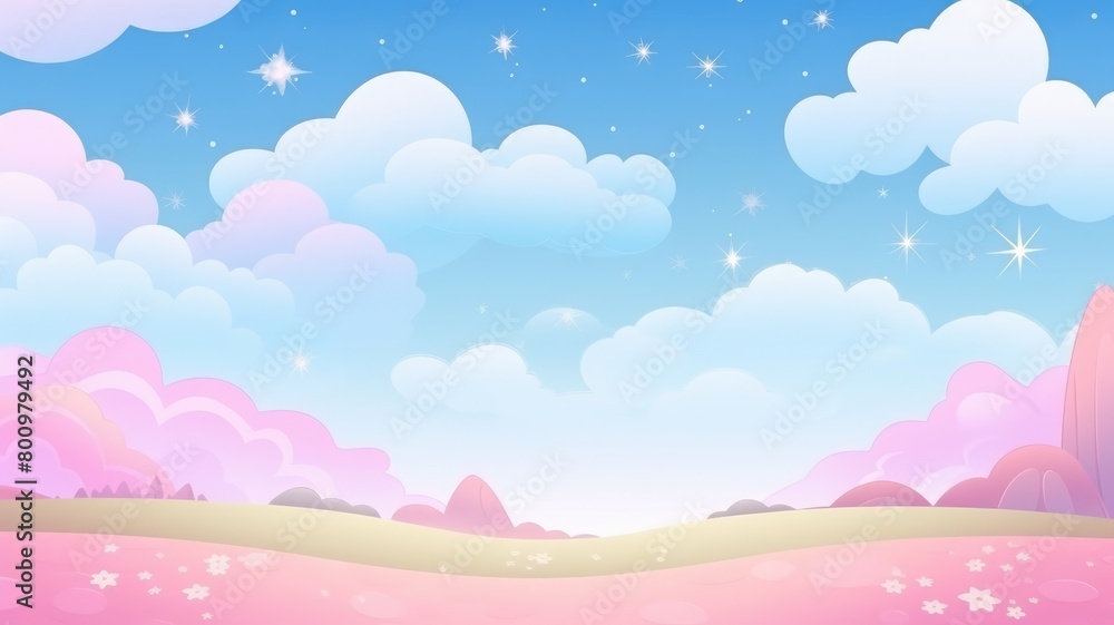 Serene Pink Cloudscape Cartoon