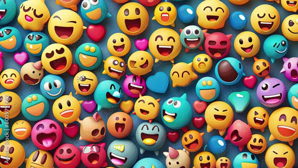 World emoji Day concept. Funny emoticons faces with facial expressions. Large collection of emoticons. 4K Videos World emoji Day concept. Funny emoticons faces with facial expressions. Large collection of emoticons. 4K Videos