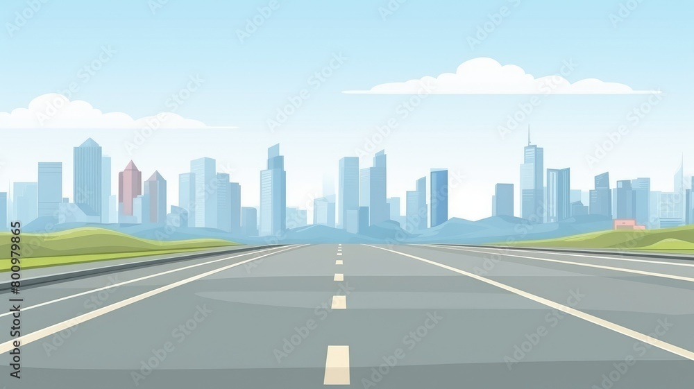 City Approach: Empty Highway Road Illustration
