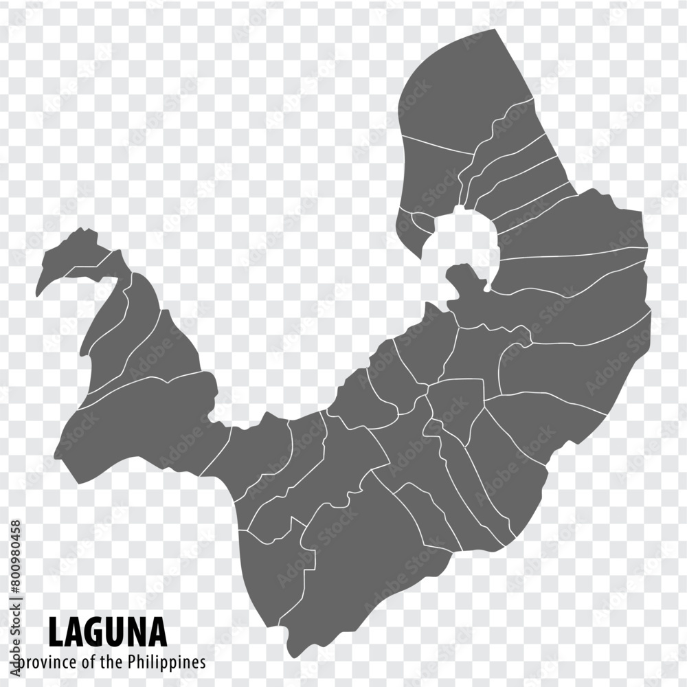 Blank map Laguna of Philippines. High quality map Province of Laguna with districts on