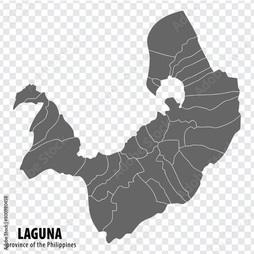 Blank map Laguna of Philippines. High quality map Province of Laguna with districts on transparent background for your web site design, logo, app, UI.  Republic of the Philippines.  EPS10.
