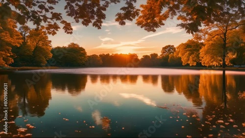 Sunset Serenity at Tiergarten, Berlin - A Tranquil Haven. Concept Nature, Sunset, Tiergarten, Berlin, Serenity photo