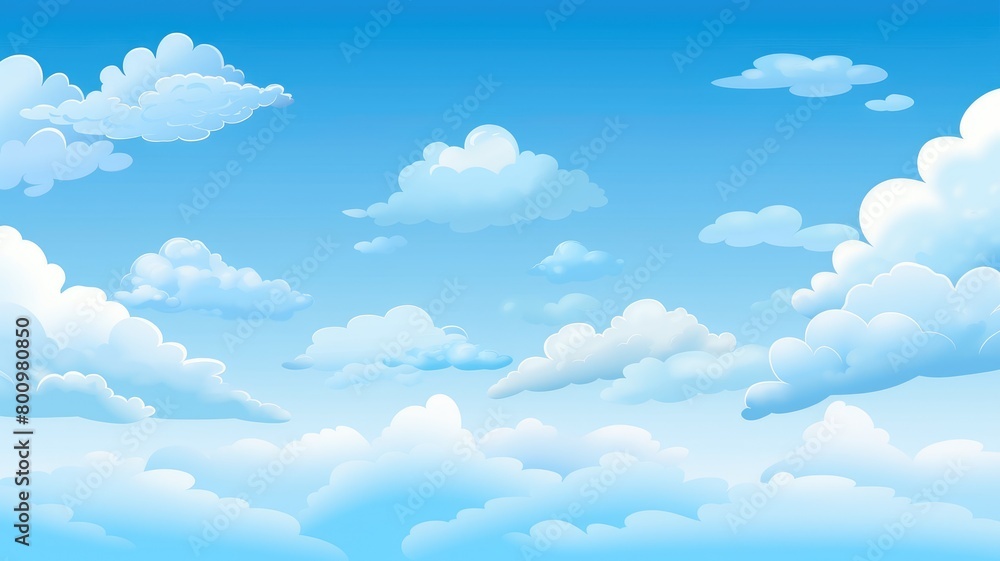 Whimsical Blue Sky and Clouds Illustration