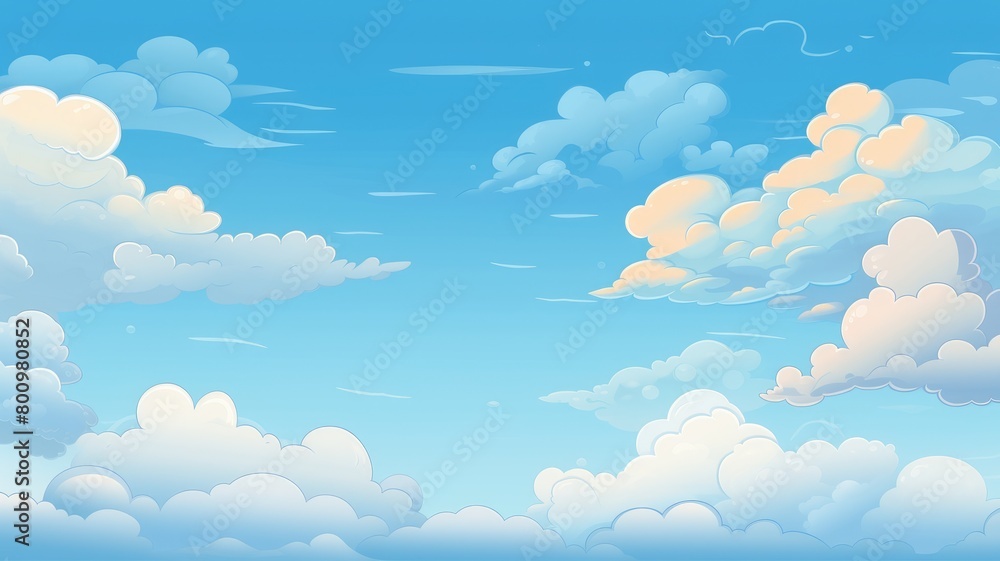 Whimsical Blue Sky and Clouds Illustration