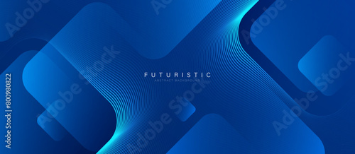 Abstract blue background with glowing geometric lines. Modern blue gradient square shape design. Futuristic technology concept. Suit for brochure, corporate, website, poster, banner, cover, flyer photo