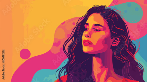 Young woman on color background Vector style vector