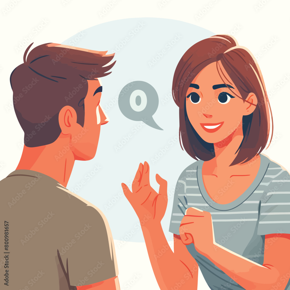 Illustration of a woman with a supportive expression motivating a friend Illustration of a woman with a supportive expression motivating a friend