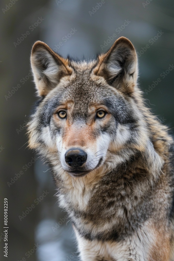 AI generated illustration of a Eurasian Wolf (Canis lupus) roaming wild Eurasian landscapes