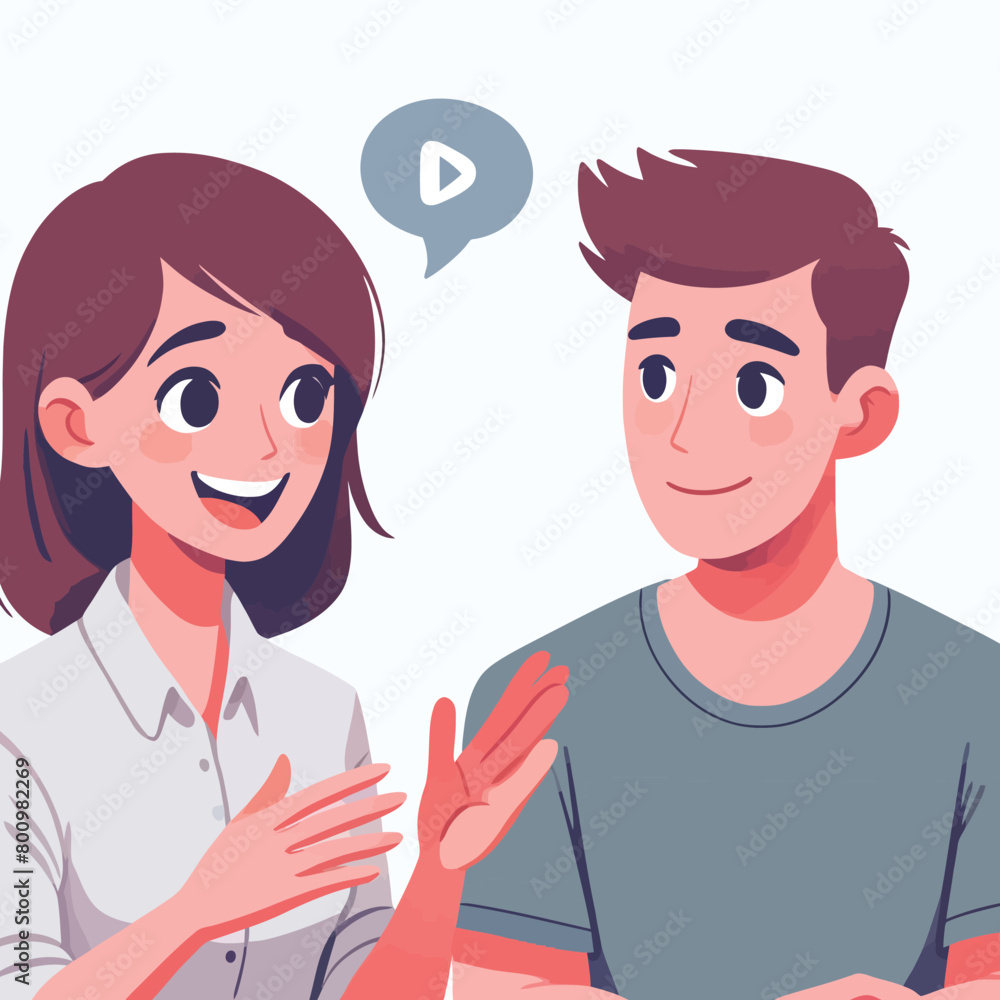Illustration of a woman motivating her partner Illustration of a woman motivating her partner