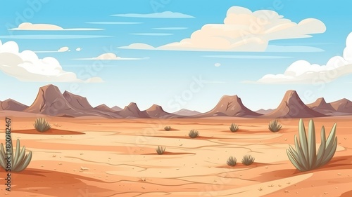 Vibrant Desert Landscape Cartoon Illustration