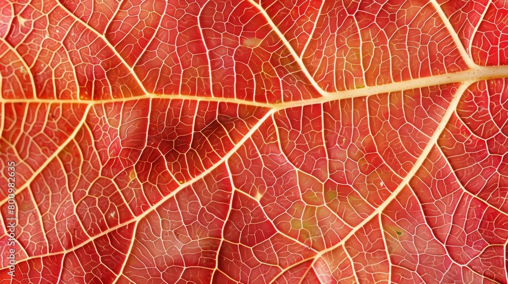 Obraz premium Detailed Close-up of a Red Autumn Leaf Texture