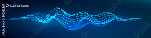 Sound wave audio abstract background. Network connections music wave pulse. Blue technology background. Network stream