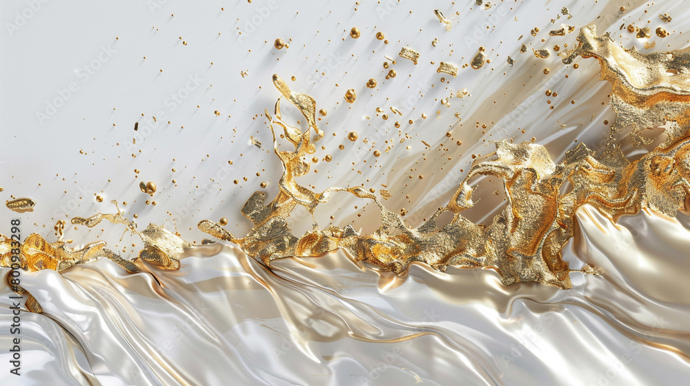 Glimmering gold and ivory tones merging elegantly, exuding luxury and refinement, isolated on solid white background.