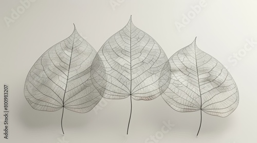 Elegant Transparent Leaf Vein Structures on Neutral Background