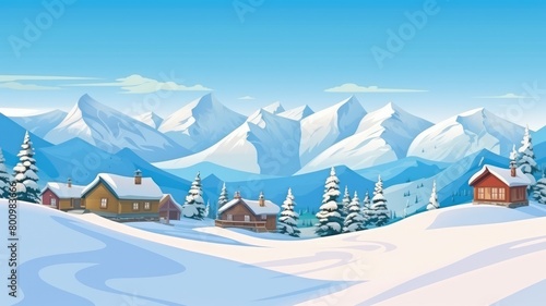 Winter Wonderland Ski Resort Panorama