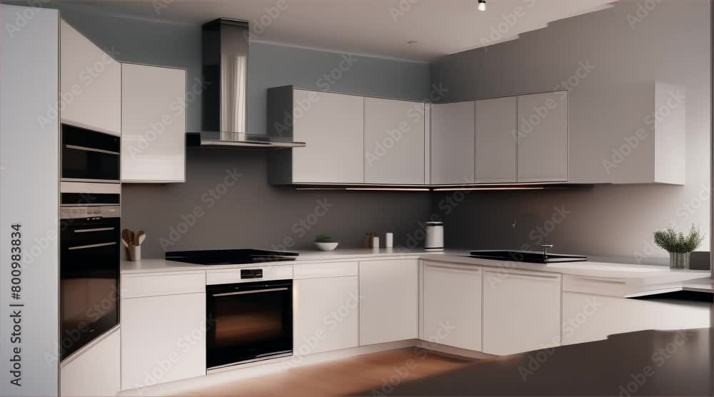 Modern kitchen interior with stainless steel appliances and contemporary appliances in a stylish home design. Modern kitchen interior with stainless steel appliances and contemporary appliances in a stylish home design.