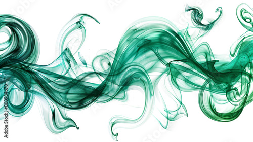 Gleaming emerald green swirls, exuding opulence and elegance, isolated on solid white background."