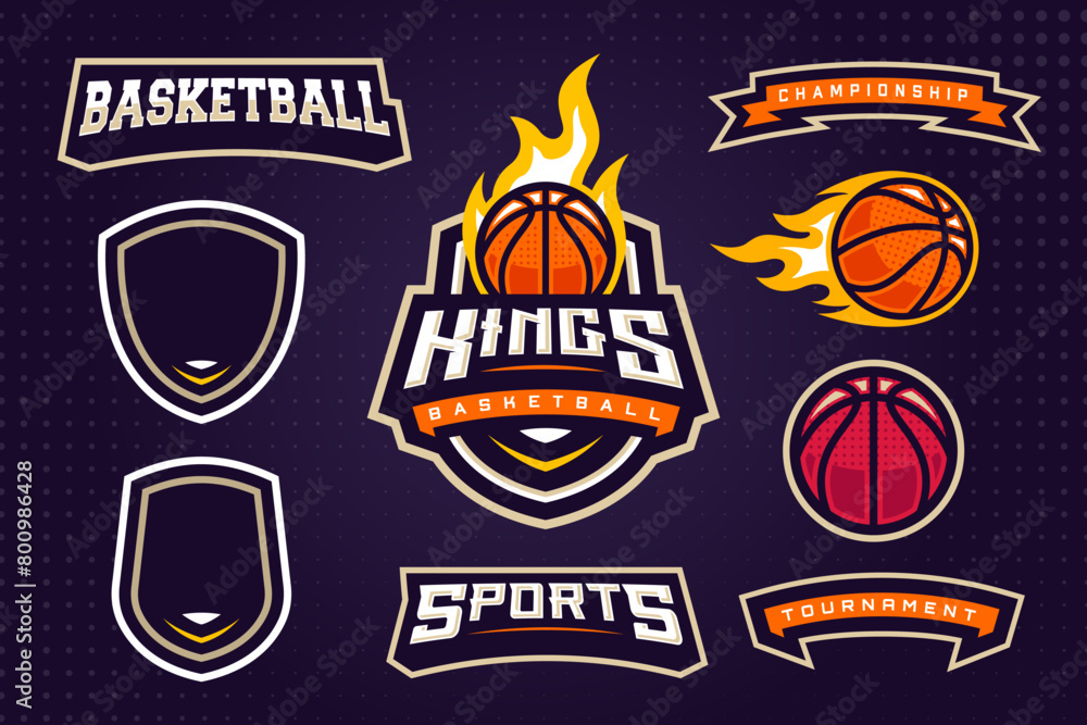 Basketball Sports Club Logo Template Bundle for Tournament or Sports Team
