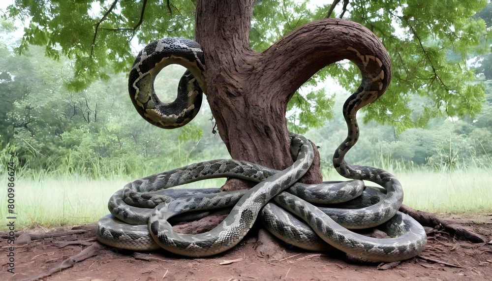 A Snake With Its Body Forming The Shape Of A Tree Upscaled 3